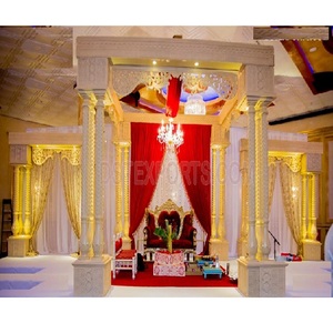 Magnífico Mandap Triveni para Bodas, Decoración Exclusiva para Bodas, Diseños de Mandap Triveni Blancos de Moda, Mandap de Boda de Triple Pilar de Tendencia en EE. UU. - Product Image 1