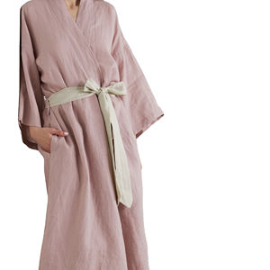 Robe en lin pur pré-lavé rose blush motif solide ODM tissu tissé teint en fil - Product Image 1