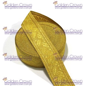 ลูกไม้ไม้โอ๊คสีทองแบบเป็นมิตรกับสิ่งแวดล้อมสำหรับขายส่ง |   ลูกไม้ถักลายใบโอ๊คสีทอง กว้าง 57 มม. - ยี่ห้อ GC - Product Image 3