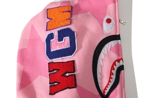 Haute qualité broderie Logo requin hommes décontracté Camouflage sweat Patchwork personnalisé mode polaire blanc pleine fermeture éclair à capuche - Product Image 6