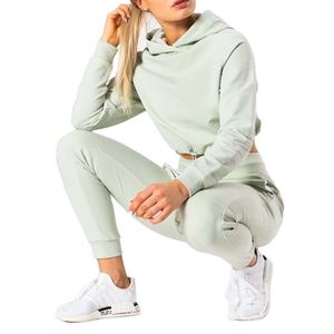 Femmes Hiver À Manches Longues Crop Top Gym À Capuche Survêtements En Gros XS Logo Personnalisé Street Wear À Capuche Col Doublé Conception - Product Image 3