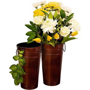 Vase en métal galvanisé pour mariage, dispositif en métal de 12 pouces avec effet de cuivre, centre de table décoratif de mariage disponible - Product Image 1