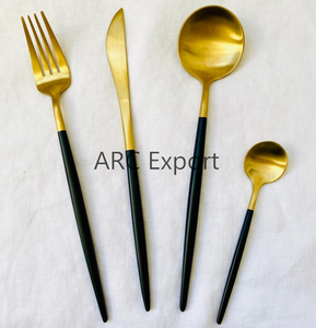 Vente chaude Couverts Couverts Argenterie Noir Argent Couverts En Métal De Luxe Décoration À La Main De Luxe Fantaisie Fleur Couverts - Product Image 4