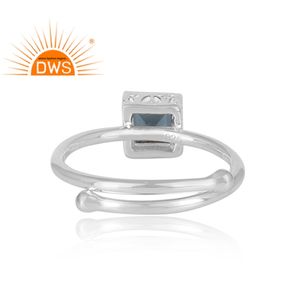 Bague en pierre précieuse bleue en topaze, ajustable, 925 en argent Sterling, nouvelle collection - Product Image 4