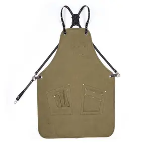 Delantal de cocina de algodón orgánico de alta resistencia para hombre, Chef, restaurante, cafetería, herramienta de trabajo, uniforme para barbacoa de jardín, babero, diseño de cuero - Product Image 1