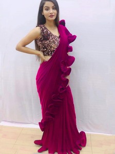 Nouveau Dernier Moderne Saisonnable Porter Satin Soie Saree Avec Contras Blouse Pièce Indien Femmes Porter Sari Bas Prix En Gros Surat - Product Image 6