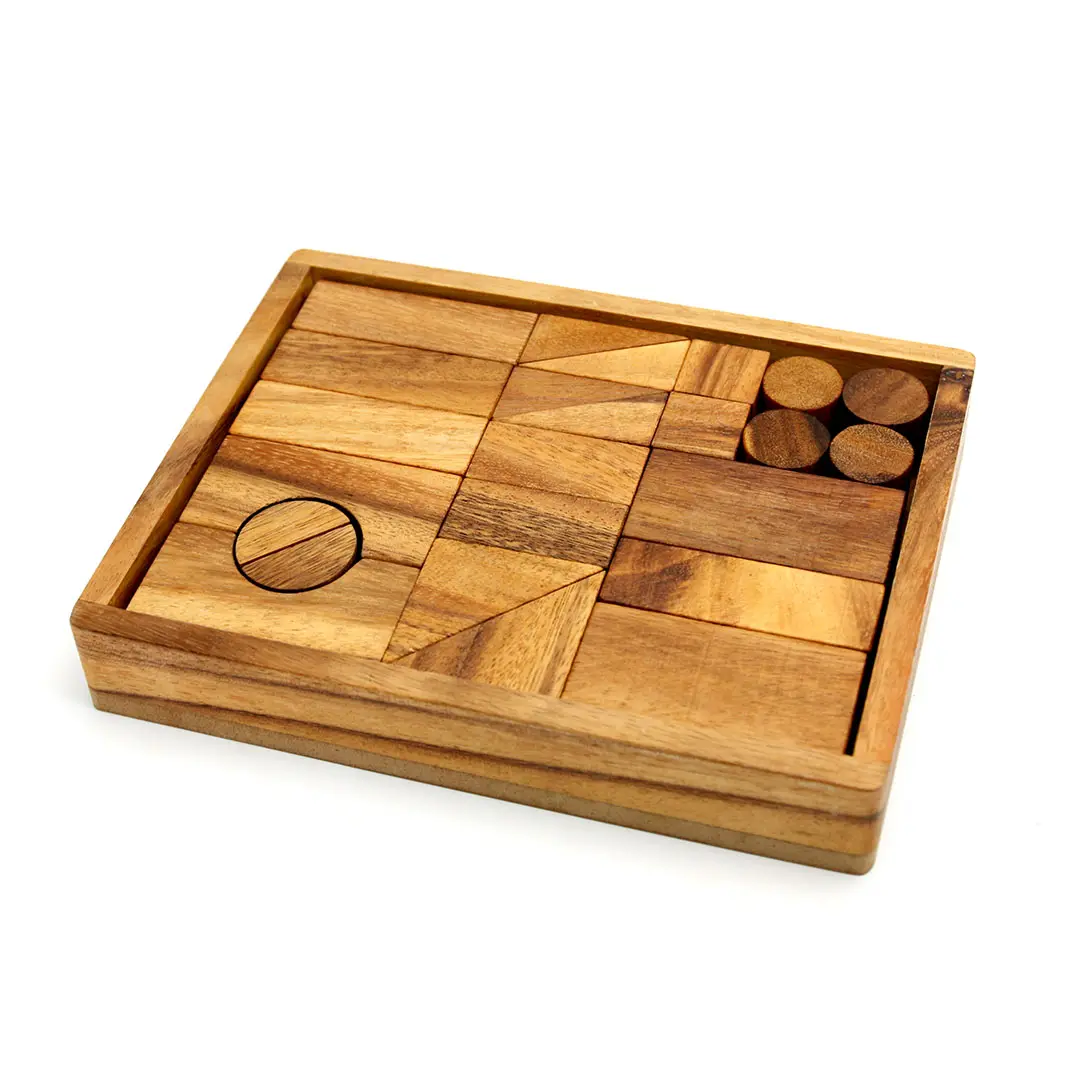 ब्लॉक बिल्डरों पहेली शैक्षिक लकड़ी के गत्ते का डिब्बा प्राकृतिक लकड़ी के खेल खेल अन्य शैक्षिक खिलौने 50 Pcs 22.5x17.5x3.5 cm EN71