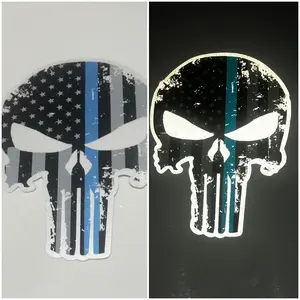 Custom High Quality Laminated Taxes USA Punisher Decal Reflective Stickers For Cars