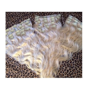 Perruques blondes ondulées à clips en cheveux humains vierges Remy 100% naturels, double trame, fabriquées à la machine, cheveux cambodgiens, à prix bas - Product Image 3