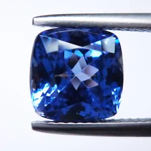 Bersertifikat AAA Tanzanite biru longgar batu permata bantal bentuk potongan batu 11x11mm kualitas terbaik harga grosir Tanzanite alami