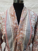 Kimono en tissu imprimé de qualité supérieure avec ceinture à nouer, robe de chambre réversible matelassée, confortable pour dormir et se préparer