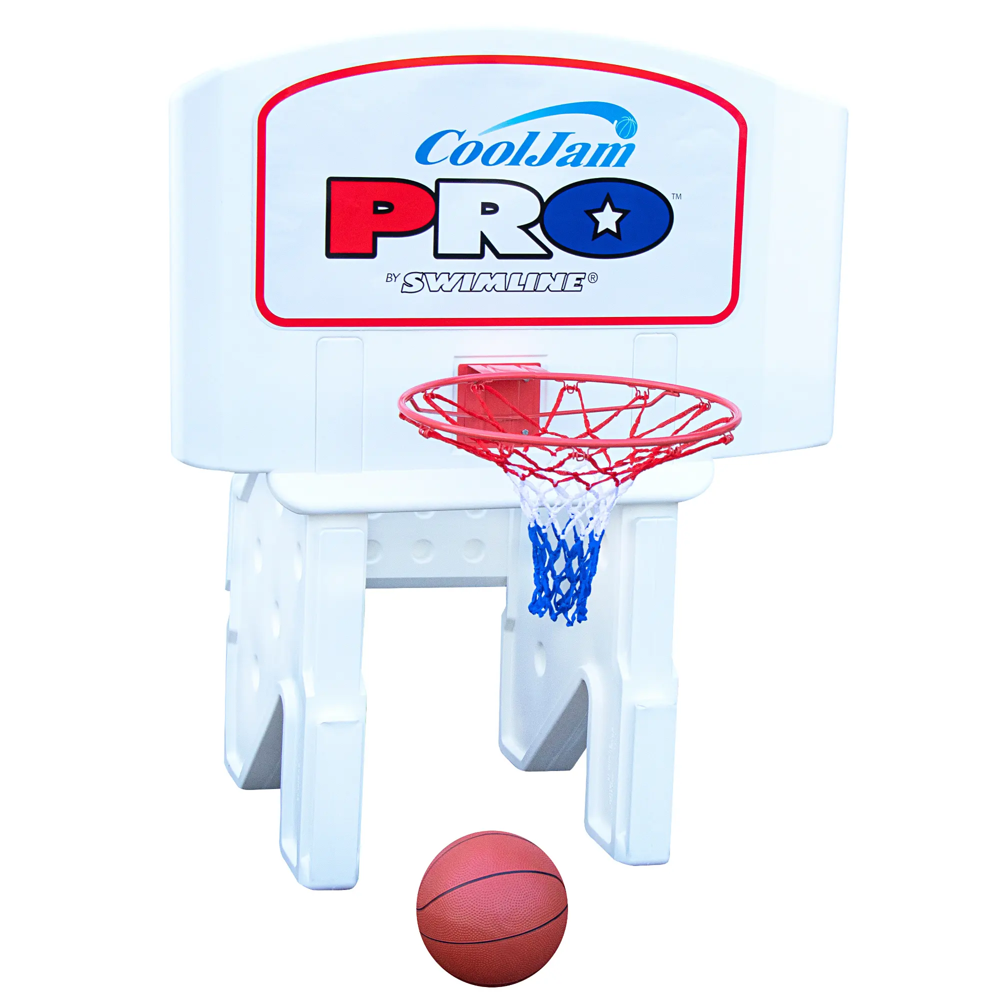 クールジャムヘビーデューティー成形プールサイドバスケットボールゲーム、水加重ベース調整可能なバックボードリアルフィールリムとバスケットボール