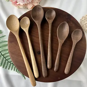 Lepel Koffie Theelepel Houten Hout Walnoot Dessert Hoge Kwaliteit Natuurlijke Keuken Gereedschap Fabriek Bulk Goedkope Creative