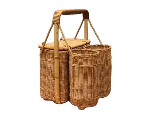 Rattan wine and bread basket picnic basket