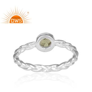 Anillo de Plata de Ley 925 martillado a mano para mujer, sortija trenzada de piedras preciosas de peridoto de diseño fino - Product Image 4
