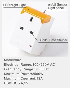 ฟิวส์ไฟกลางคืน LED แบบ13A พร้อมสวิตช์ควบคุมแบบสามทางสำหรับการเชื่อมต่อปลั๊ก AC เอาท์พุท - Product Image 5