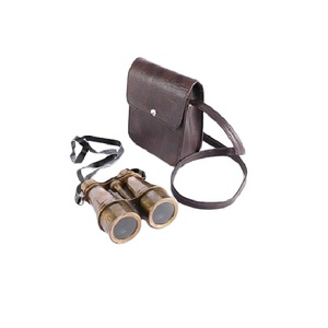 Prismáticos de latón antiguo marrón con cubierta de cuero Telescopio y binoculares Proveedores de telescopios náuticos India - Product Image 1