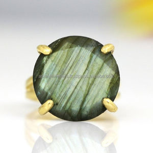 ทำด้วยมือ925แหวนเงินสเตอร์ลิงอัญมณีลาบราดอไรต์รูปหัวใจสวยเครื่องประดับแฟชั่นที่ไม่ซ้ำใครชุบทองสำหรับงานแต่งงาน - Product Image 1