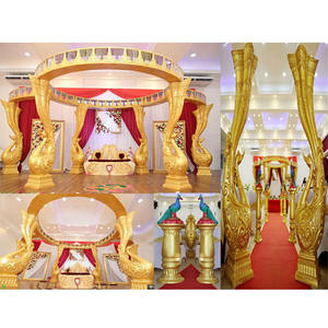 Mandap de Fibra de Vidrio para Bodas Hindúes, Diseño de Pavo Real Dorado, Ligero, Moderno, Personalizable en Tamaño y Color, Glorioso Diseño - Product Image 1
