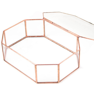 New Style Decorate Your Side Table with <b>Glass</b> Photo <b>Box</b> - Newlywed Gift - Geometric Envelope Holder - Product Image 1