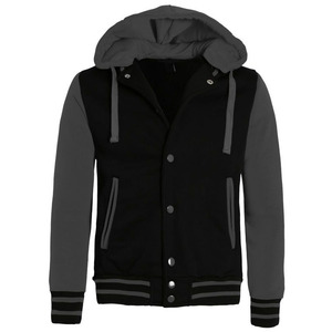 เสื้อแจ็กเก็ตเบสบอลมีฮู้ดแบบลำลองของผู้ชาย, เสื้อแจ็คเก็ตขนแกะปักลายเสื้อเจอร์ซีย์มีฮู้ดคอปก100% ซอฟต์บอลผ้าฝ้าย - Product Image 6