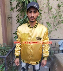 Custom 100% Polyester Satin Varsity Jacket Front Embroidery Hooded Design Eco-Friendly Breathable Quick Dry Men's Team Sports - Product Image 2