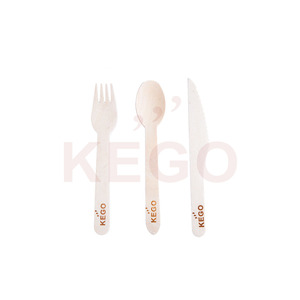 KEGO Couverts en bois jetables biodégradables et compostables de qualité alimentaire pour hôtels restaurants utilisation en cuisine-fêtes de camping de voyage - Product Image 6