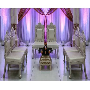 เก้าอี้ไม้แกะสลักสีขาว Vedi/Fera เก้าอี้สำหรับงานแต่งงานออกแบบเก้าอี้ไม้ Mandap - Product Image 1