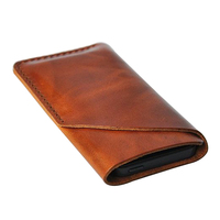 Casing Ponsel Kulit Asli Premium Anti Air Terlaris dengan Tempat Kartu Pelindung Desain Kustom Pilihan Warna Beragam
