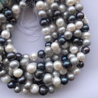 Perles rondes en perles d'eau douce naturelles blanches et noires de 12 à 14 mm, perles multicultivées de haute qualité, fils de perles pour collier de perles