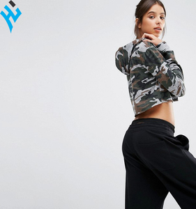 New Latest Fashionable High Quality OEM service women hoodie |100% Cotton Custom Camouflage Crop <b>top</b> Women's Hoodies for Women's - Product Image 2