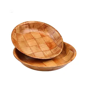 High quality wholesale woven cheap large woven wooden bowl wood turned bowls