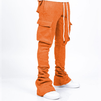 Jogging pour homme avec logo personnalisé, empilés, avec poche, streetwear, pantalon de survêtement pour homme, pantalon cargo, pantalon évasé, pantalon de survêtement personnalisé