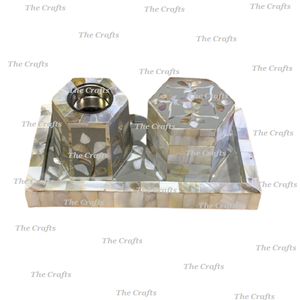 Brûleur de Bakhoor Mubkhar pour parfum d'ambiance avec boîte et plateau Oud, qualité supérieure, en bois et nacre, Mabkhara - Product Image 6