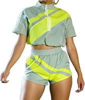Ensemble décontracté 2 pièces pour femme, t-shirt léger coupe-vent à col en V de couleur unie et short de maternité pour l'été