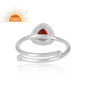 แหวนพลอยโกเมนธรรมชาติสีเงินสเตอร์ลิงสำหรับนักออกแบบคอลเลกชันคลาสสิก - Product Image 4