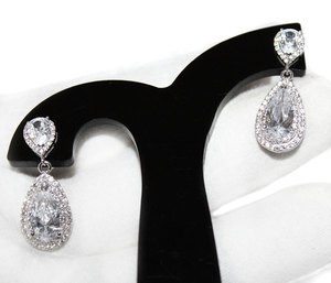 New Arrival Cubic Zircon Gemstone 925 <b>Solid</b> Sterling <b>Silver</b> Handmade Women Teardrop Romantic Drop <b>Earrings</b> Jewelry for Wholesale - Product Image 3