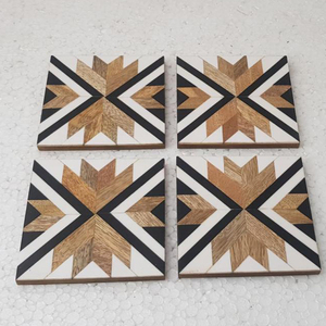 Venta caliente Sostenible forma cuadrada taza de té escritorio Mat Set Star Crafts aislamiento resina posavasos de India Idea de regalo - Product Image 3