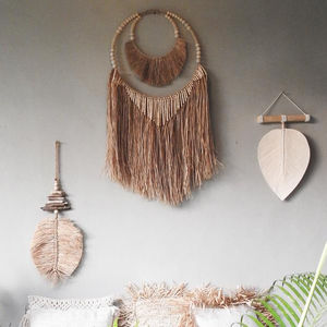 Décoration murale tissée en jonc de mer naturelle, décoration murale, style bohème, pour la maison - Product Image 1