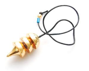 Péndulo de cristal con forma de cono curativo, Péndulo de latón dorado natural, venta al por mayor - Product Image 1