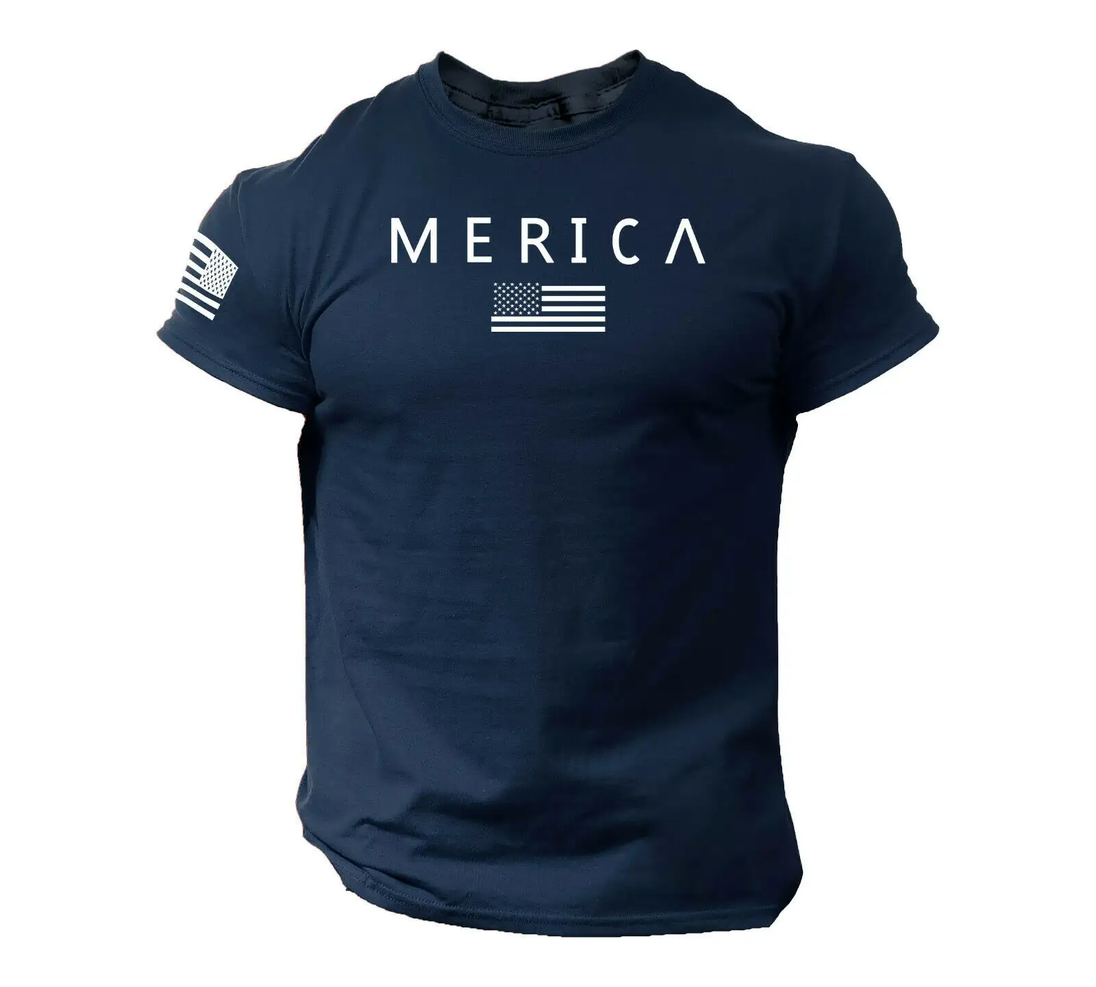 T-shirt style armée américain avec drapeau imprimé, de haute qualité, pistolet militaire