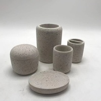Ensemble de salle de bain en béton terrazzo unique en six pièces, kit distributeur de savon écologique, décoration de maison tendance