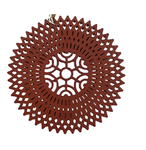 WOOD <b>RED</b> ROUND HANGING <b>ORNAMENT</b> HIGH QUALITY METAL WOODEN CHRISTMAS TREE DECORATION SNOWFLAKE - Product Image 1