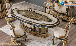 Bens — ensemble de Table et chaises en teck sculpté, mobilier de salle à manger luxueux, style Royal - Product Image 5