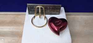 Petit souvenir rouge en laiton antique, décoration pour clés de cœur, crtion pour ceintures - Product Image 5