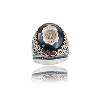 Cincin Pria Perak Sterling 925 Islami Turki Asli Cincin Laris Manis Cincin Perak Antik Perhiasan Vintage