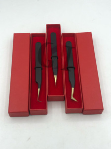 Revêtement en poudre noire de haute qualité 45 degrés en acier inoxydable 90 degrés Extension de cils droits pince à épiler Instruments de beauté - Product Image 6