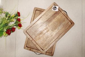 Bandeja DE SERVICIO DE MADERA hecha a mano de alta calidad con mango de Metal de hierro bandeja de servicio de diseño tradicional para restaurante de Hotel en casa - Product Image 4