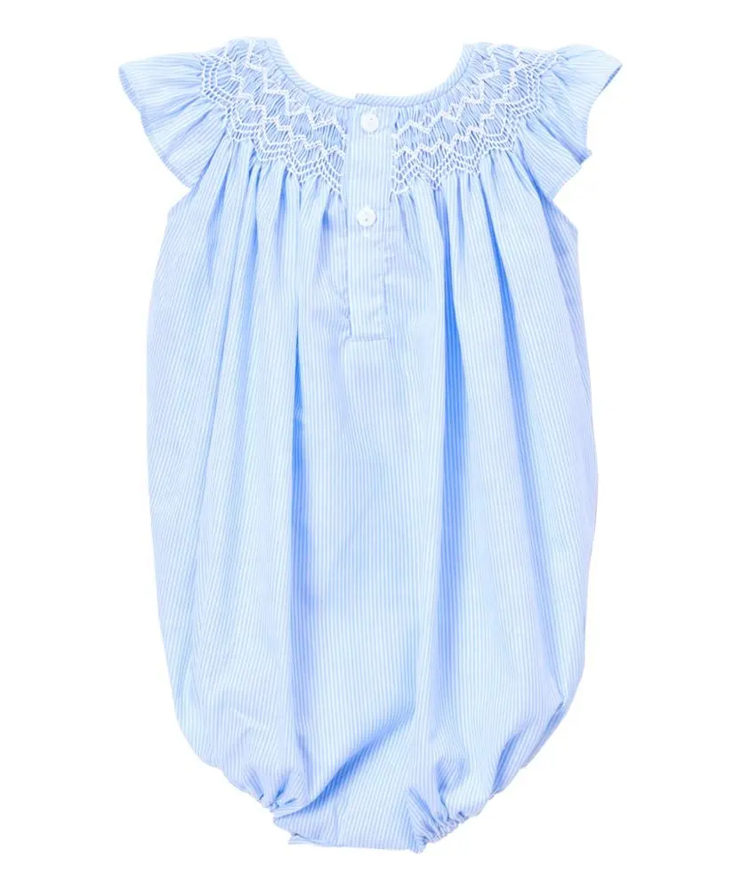 Baju Monyet Bayi Perempuan, Gelombang Bunga Bergaris Biru Gelembung Bodysuit untuk Bayi Balita Perempuan