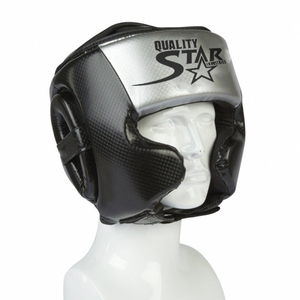 Plain Dyed Head Guards Black Color Genuine Cowhide Leather Helmets with Silver Patch Customized Logo Head Guards - Product Image 5